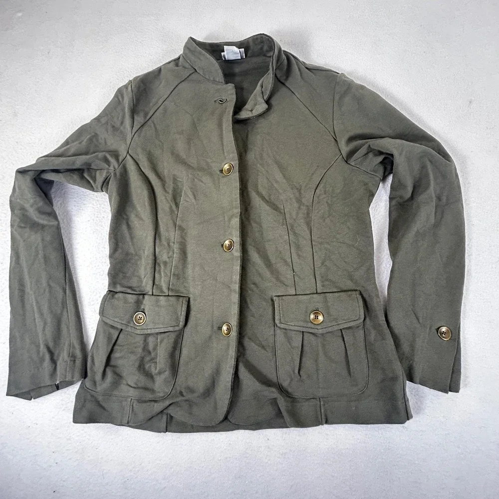 Jaclyn Smith Utility Jacket Womens Medium Olive Green Military Safari‎ Layering